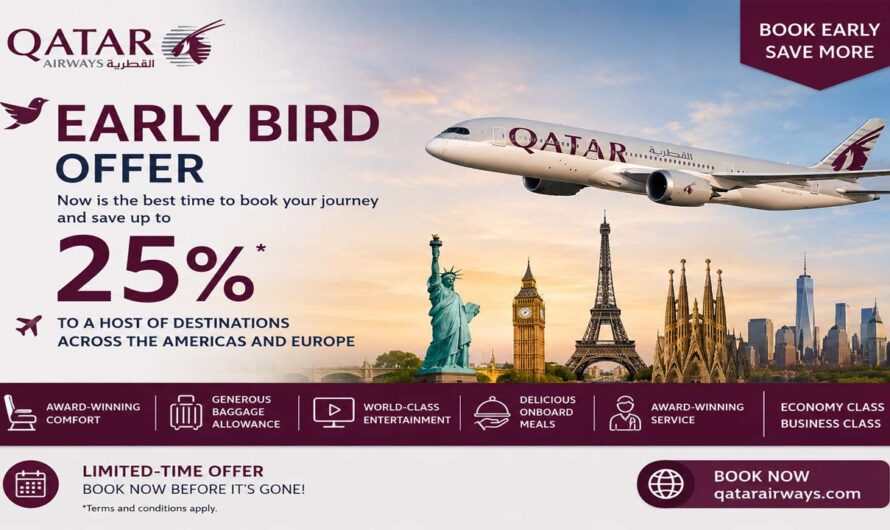 Qatar Airways Early Bird Offer 2026: Save Up to 25% on Flights to Europe and The Americas