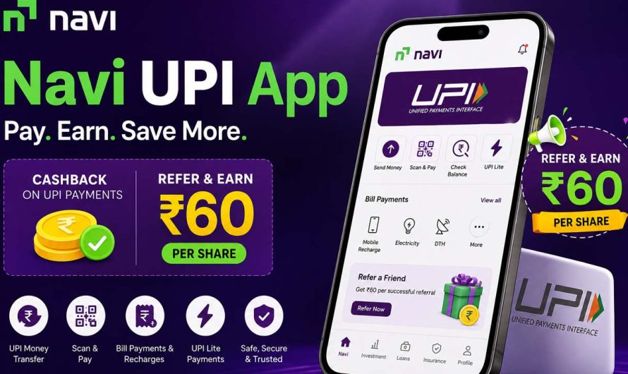 Navi UPI App: Get Cashback & ₹60 Referral Reward
