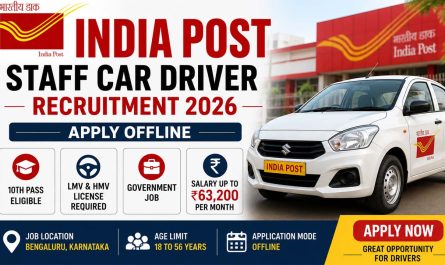 India Post Staff Car Driver Recruitment 2026 – Offline Application, Salary ₹19,900 to ₹63,200